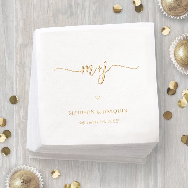 Simple Stylish Initials Modern Monogrammed Wedding Foil Napkins (Creator Uploaded)