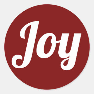 Simple Stylish Minimal Cherry Red Joy Merry Xmas  Classic Round Sticker
