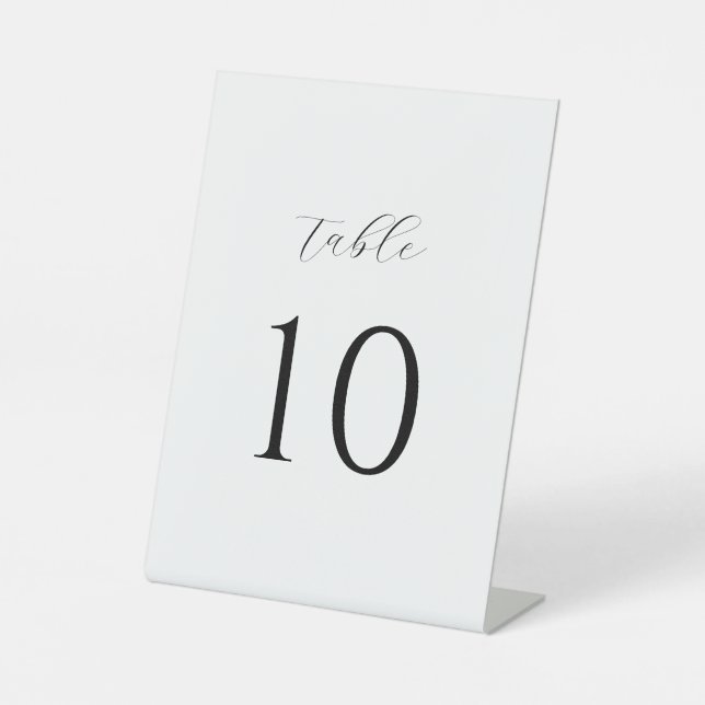 Simple Stylish Minimal Wedding Table Numbers Pedestal Sign (Front)