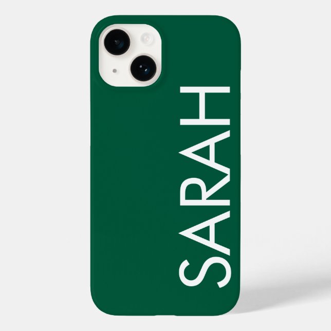 Simple Stylish Modern Classic Name Dark Green. Case-Mate iPhone Case (Back)