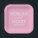 SIMPLE STYLISH MODERN CLASSIC WEDDING NAME PAPER PLATE<br><div class="desc">CUSTOMIZED NAME STYLISH MODERN ELEGANT WEDDING COLOUR PAPER PLATES.</div>