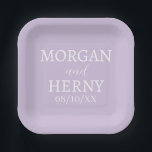 SIMPLE STYLISH MODERN CLASSIC WEDDING NAME PAPER PLATE<br><div class="desc">CUSTOMIZED NAME STYLISH MODERN ELEGANT WEDDING COLOUR PAPER PLATES.</div>