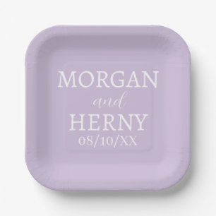 SIMPLE STYLISH MODERN CLASSIC WEDDING NAME PAPER PLATE