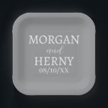 SIMPLE STYLISH MODERN CLASSIC WEDDING NAME PAPER PLATE<br><div class="desc">CUSTOMIZED NAME STYLISH MODERN ELEGANT WEDDING COLOUR PAPER PLATES.</div>