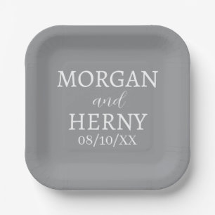 SIMPLE STYLISH MODERN CLASSIC WEDDING NAME PAPER PLATE