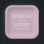 SIMPLE STYLISH MODERN CLASSIC WEDDING NAME PAPER PLATE<br><div class="desc">CUSTOMIZED NAME STYLISH MODERN ELEGANT WEDDING COLOUR PAPER PLATES.</div>
