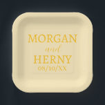 SIMPLE STYLISH MODERN CLASSIC WEDDING NAME PAPER PLATE<br><div class="desc">CUSTOMIZED NAME STYLISH MODERN ELEGANT WEDDING COLOUR PAPER PLATES.</div>