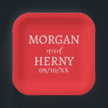 SIMPLE STYLISH MODERN CLASSIC WEDDING NAME PAPER PLATE<br><div class="desc">CUSTOMIZED NAME STYLISH MODERN ELEGANT WEDDING COLOUR PAPER PLATES.</div>