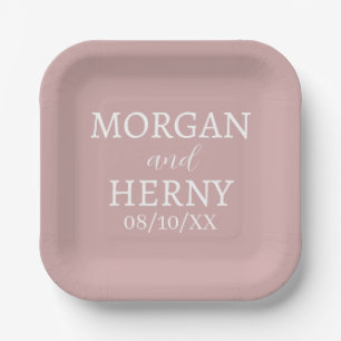 SIMPLE STYLISH MODERN CLASSIC WEDDING NAME PAPER PLATE