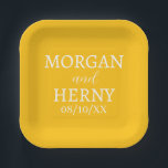 SIMPLE STYLISH MODERN CLASSIC WEDDING NAME PAPER PLATE<br><div class="desc">CUSTOMIZED NAME STYLISH MODERN ELEGANT WEDDING COLOUR PAPER PLATES.</div>