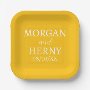 SIMPLE STYLISH MODERN CLASSIC WEDDING NAME PAPER PLATE