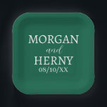 SIMPLE STYLISH MODERN CLASSIC WEDDING NAME PAPER PLATE<br><div class="desc">CUSTOMIZED NAME STYLISH MODERN ELEGANT WEDDING COLOUR PAPER PLATES.</div>