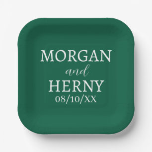 SIMPLE STYLISH MODERN CLASSIC WEDDING NAME PAPER PLATE