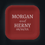 SIMPLE STYLISH MODERN CLASSIC WEDDING NAME PAPER PLATE<br><div class="desc">CUSTOMIZED NAME STYLISH MODERN ELEGANT WEDDING COLOUR PAPER PLATES.</div>
