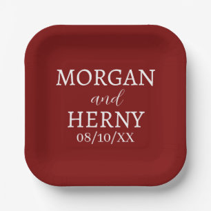 SIMPLE STYLISH MODERN CLASSIC WEDDING NAME PAPER PLATE