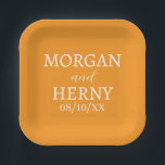 SIMPLE STYLISH MODERN CLASSIC WEDDING NAME PAPER PLATE<br><div class="desc">CUSTOMIZED NAME STYLISH MODERN ELEGANT WEDDING COLOUR PAPER PLATES.</div>