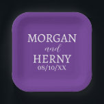 SIMPLE STYLISH MODERN CLASSIC WEDDING NAME PAPER PLATE<br><div class="desc">CUSTOMIZED NAME STYLISH MODERN ELEGANT WEDDING COLOUR PAPER PLATES.</div>