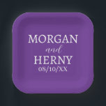 SIMPLE STYLISH MODERN CLASSIC WEDDING NAME PAPER PLATE<br><div class="desc">CUSTOMIZED NAME STYLISH MODERN ELEGANT WEDDING COLOUR PAPER PLATES.</div>