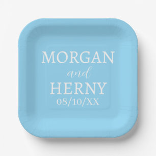 SIMPLE STYLISH MODERN CLASSIC WEDDING NAME PAPER PLATE
