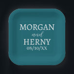 SIMPLE STYLISH MODERN CLASSIC WEDDING NAME PAPER PLATE<br><div class="desc">CUSTOMIZED NAME STYLISH MODERN ELEGANT WEDDING COLOUR PAPER PLATES.</div>