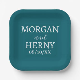 SIMPLE STYLISH MODERN CLASSIC WEDDING NAME PAPER PLATE