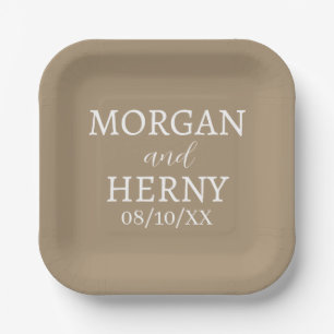 SIMPLE STYLISH MODERN CLASSIC WEDDING NAME PAPER PLATE