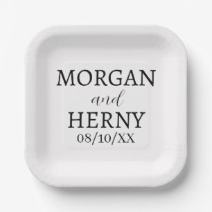 SIMPLE STYLISH MODERN CLASSIC WEDDING NAME PAPER PLATE