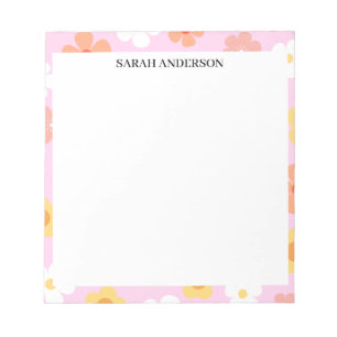 SIMPLE STYLISH MODERN CUSTOM NAME FLOWER ABSTRACT NOTEPAD