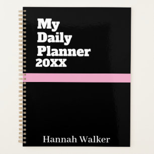 SIMPLE STYLISH MODERN CUSTOMIZED NAME BLACK DAILY PLANNER