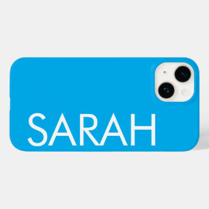 Simple Stylish Modern Customized Name Blue Colour Case-Mate iPhone 14 Case