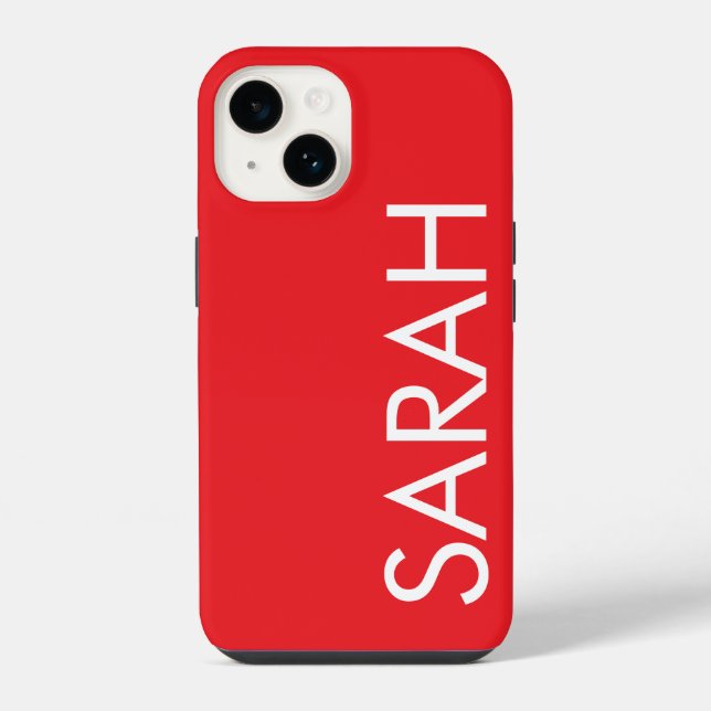 Simple Stylish Modern Customized Name Classic Red  iPhone Case (Back)