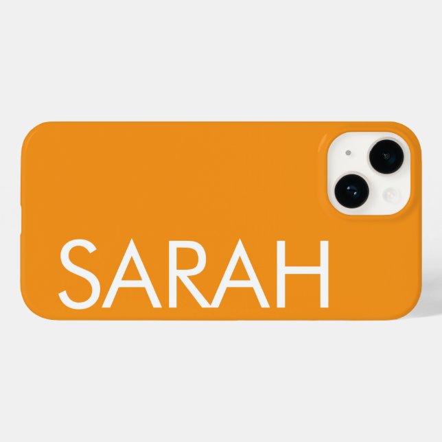 Simple Stylish Modern Customized Name Orange Colou Case-Mate iPhone Case (Back (Horizontal))