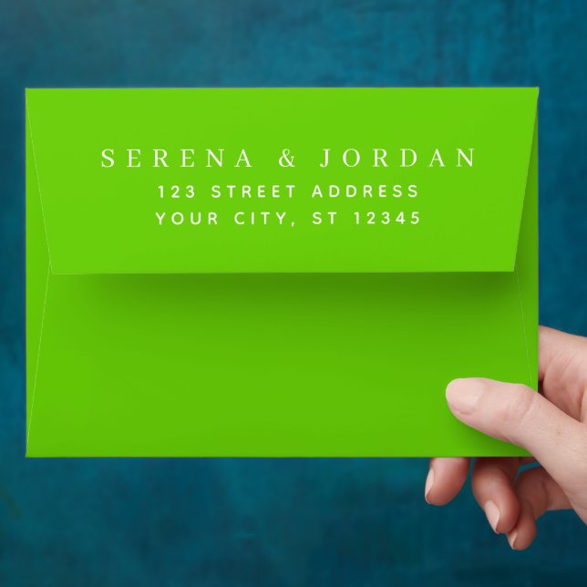 SIMPLE STYLISH MODERN CUSTOMIZED WEDDING GREEN ENVELOPE (Hand)