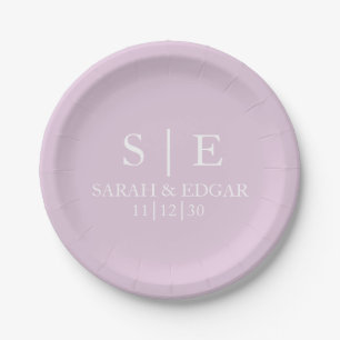 SIMPLE STYLISH MODERN CUSTOMIZED WEDDING LAVENDER PAPER PLATE