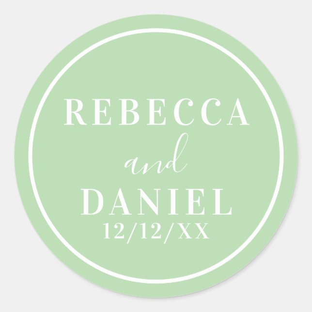 Simple Stylish Modern Minimal Monogram Wedding  Classic Round Sticker (Front)