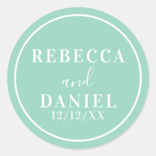 Simple Stylish Modern Minimal Monogram Wedding Classic Round Sticker