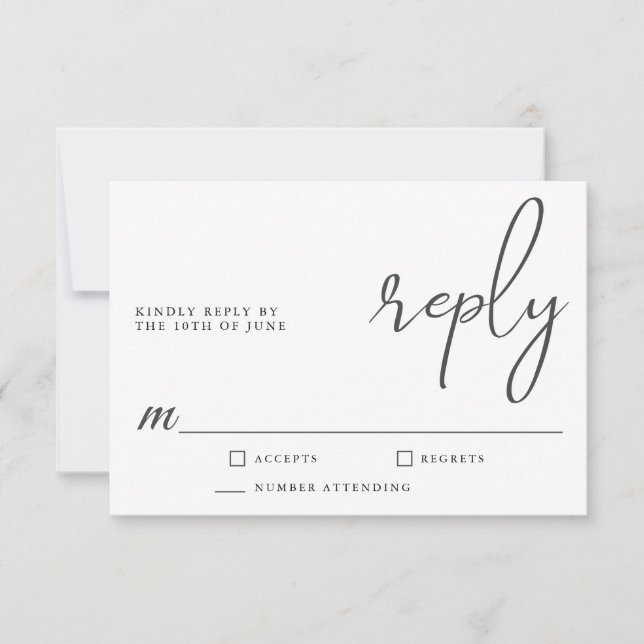 Simple Stylish Modern Minimalist Script RSVP (Front)