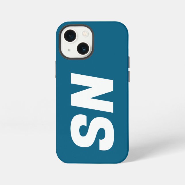 Simple Stylish Modern Name Minimal Ocean Blue  iPhone Case (Back)
