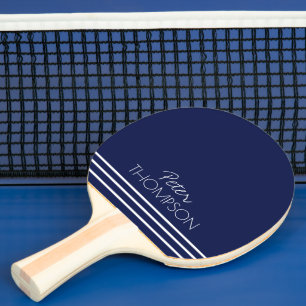 Simple Stylish Modern Name on dark-blue Ping Pong Paddle