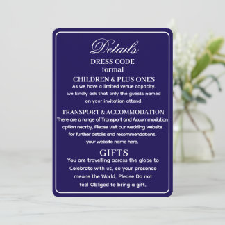 SIMPLE STYLISH MODERN PERSONALIZED WEDDING DETAILS INVITATION