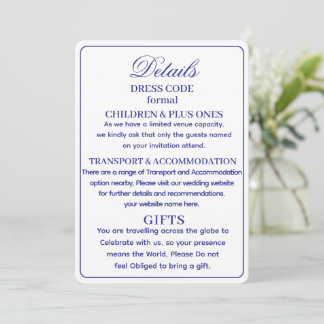 SIMPLE STYLISH MODERN PERSONALIZED WEDDING DETAILS INVITATION