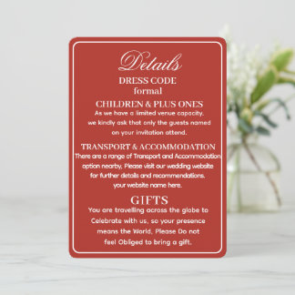 SIMPLE STYLISH MODERN PERSONALIZED WEDDING DETAILS INVITATION