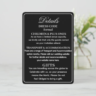 SIMPLE STYLISH MODERN PERSONALIZED WEDDING DETAILS INVITATION