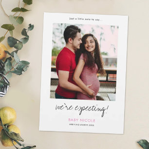 Simple Stylish Modern Photo Custom Pregnancy Announcement