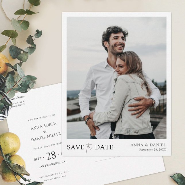 Simple Stylish Modern Photo Save the Date Announcement Postcard (Creator Uploaded)