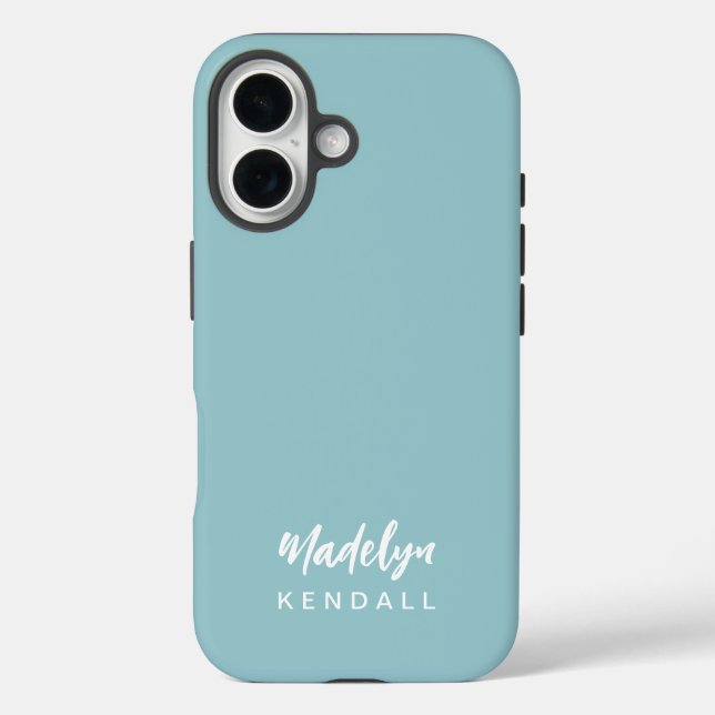 Simple Stylish Modern Script Name Blue Case-Mate iPhone Case (Back)