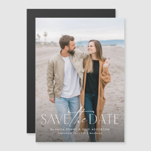 Simple stylish modern vertical photo save the date magnetic invitation