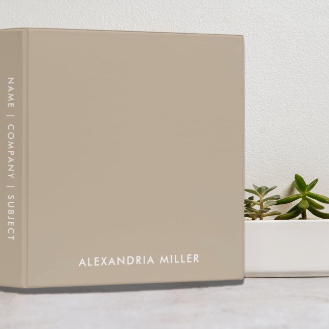 Simple Stylish Monogram Name Beige Binder (Creator Uploaded)