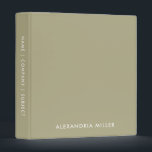 Simple Stylish Monogram Name Sage Binder<br><div class="desc">Simple binder features a modern design with modern font on a sage green background. Custom name presented on the front,  with name company or subject on the spine in stylish simple font.</div>