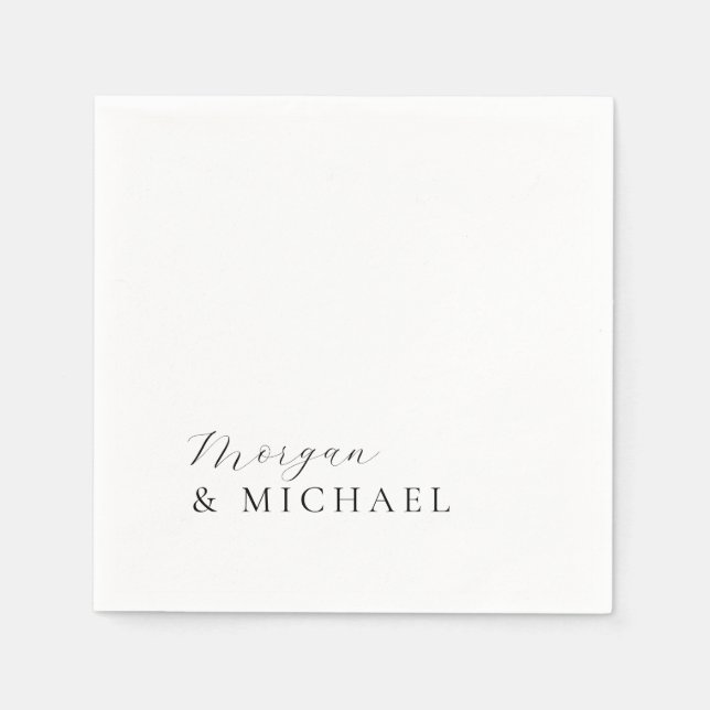 Simple Stylish Names Bride and Groom Logo Napkin (Front)